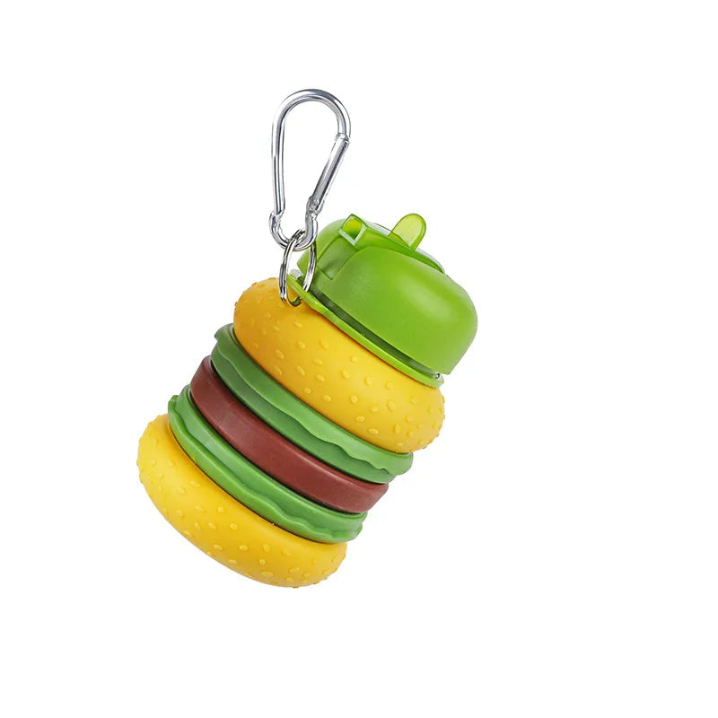 Burger Squishy Bottle/Silicone Fun Collapsible Water Bottle
