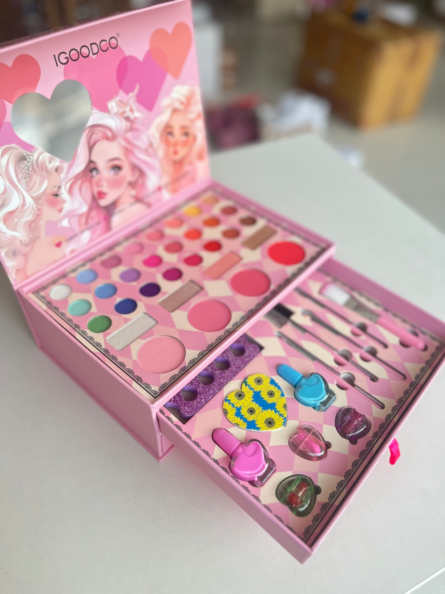 Princess Beauty Makeup Box with 2 Pull Out Drawers | Kid's Makeup Book/Combo