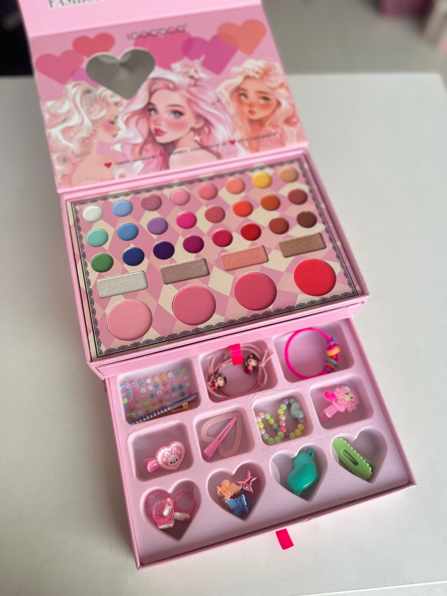 Princess Beauty Makeup Box with 2 Pull Out Drawers | Kid's Makeup Book/Combo