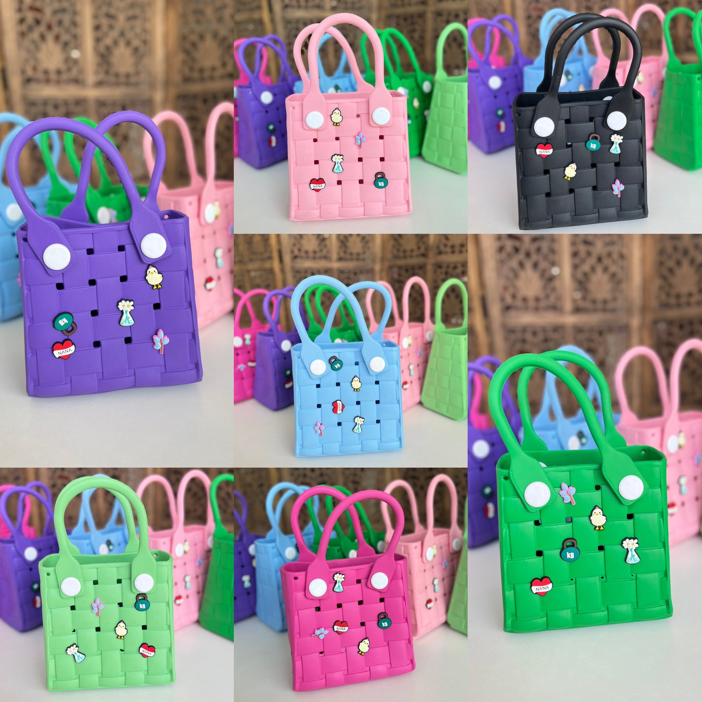Stylish Silicone Bags with 5 Pcs Detachable Charms
