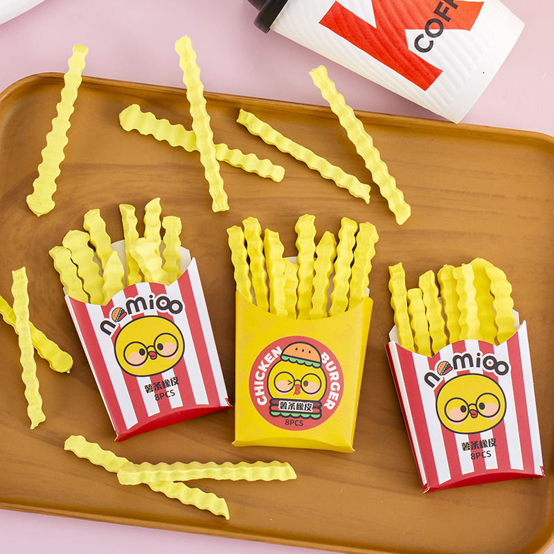 Curly French Fries Erasers Pack - 8 Pcs