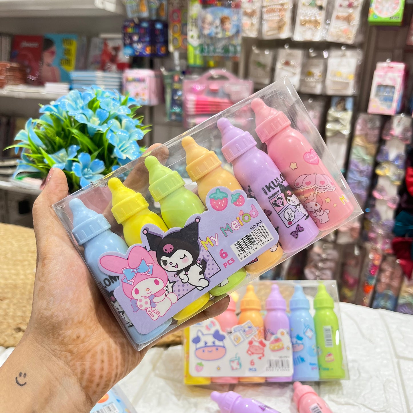 Kawaii Milk Highlighters Set (Pack of 6 Pcs)