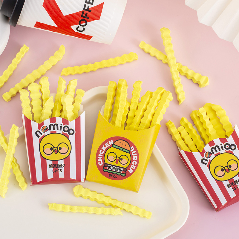 Curly French Fries Erasers Pack - 8 Pcs