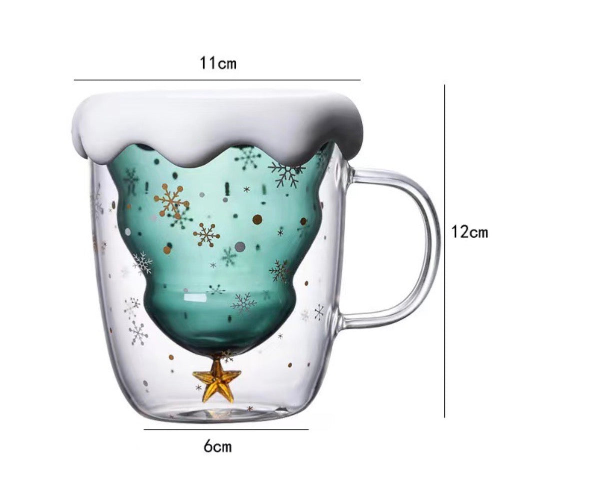 Christmas Tree Clear Double Wall Mug with Lid | Pinteresty Mug