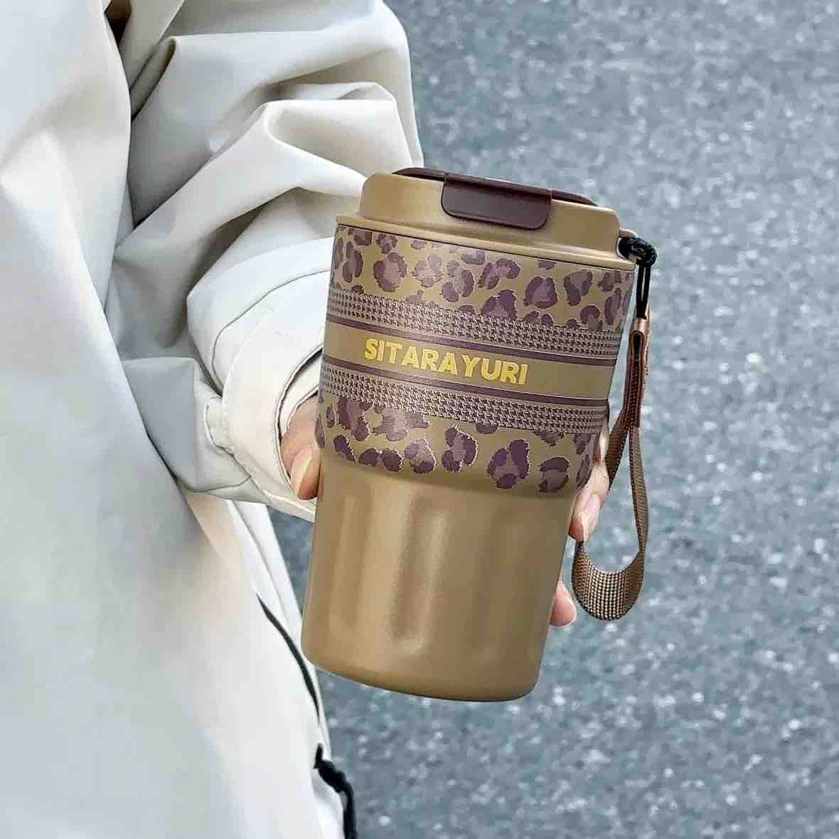 SITARAYURI Leopard Print Travel Mug / Insulated Steel Tumbler