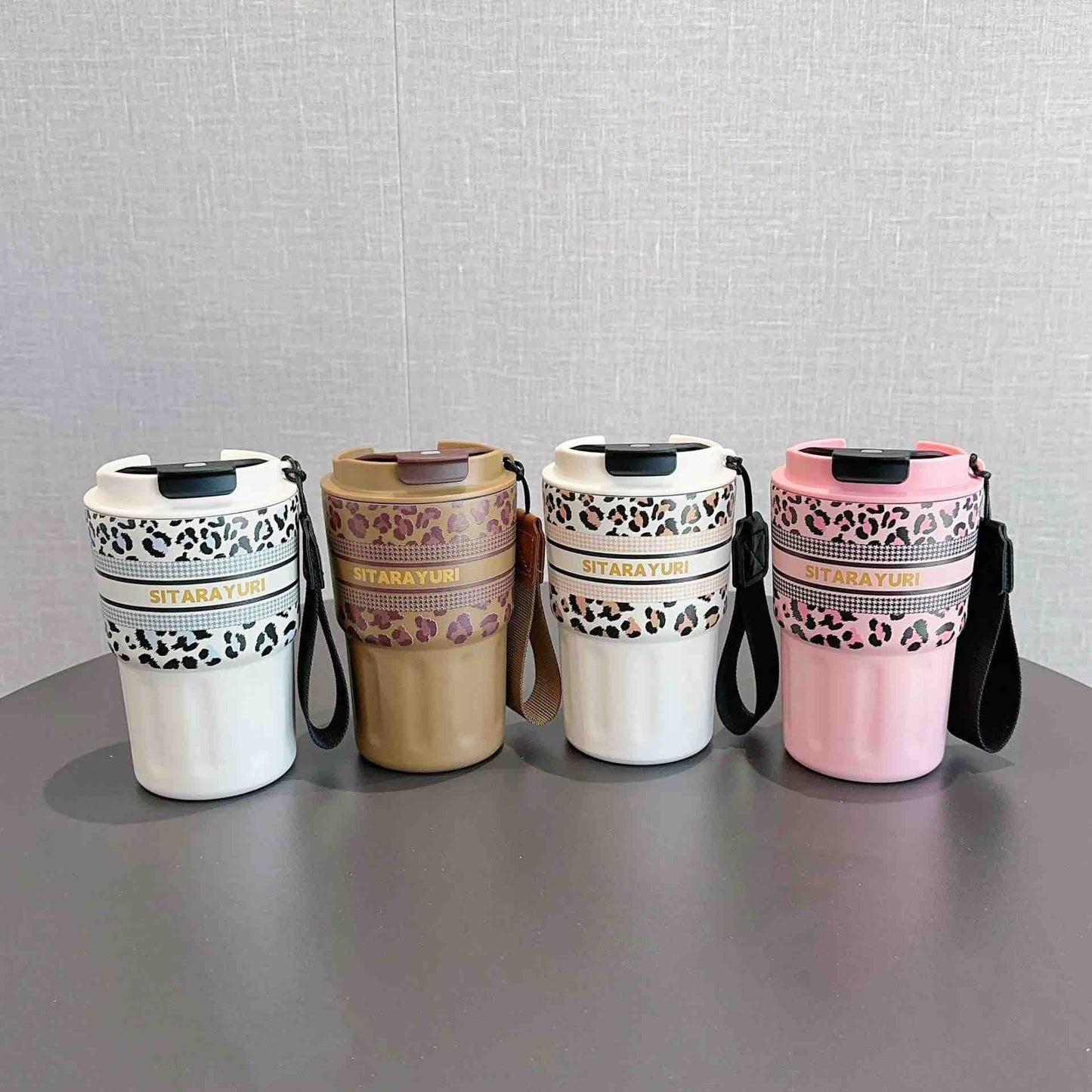SITARAYURI Leopard Print Travel Mug / Insulated Steel Tumbler
