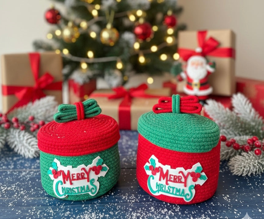 Merry Christmas Gift Jute Basket