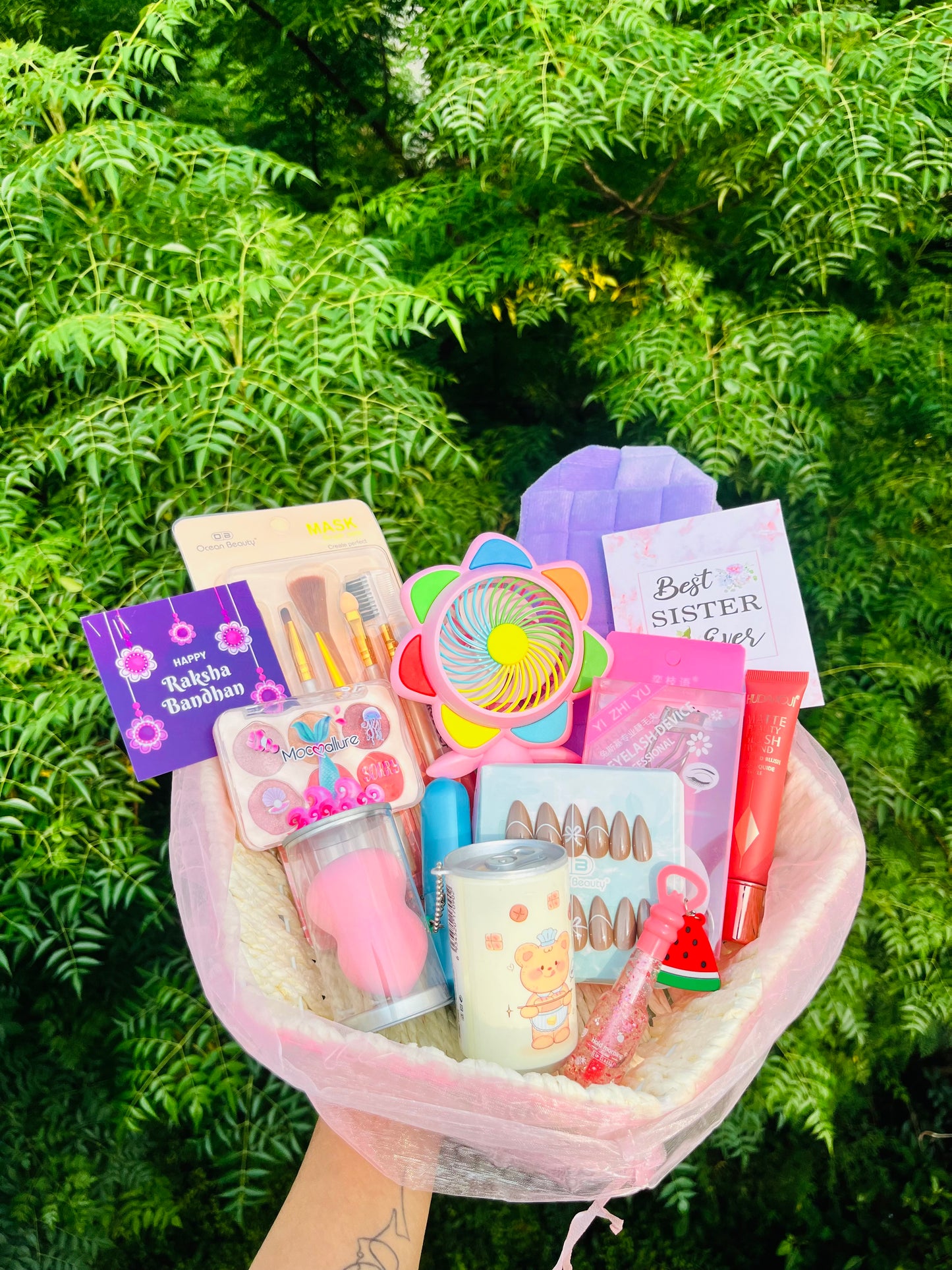 Rakhi Special Pretty Basket Hamper | Makeup Gift Hamper