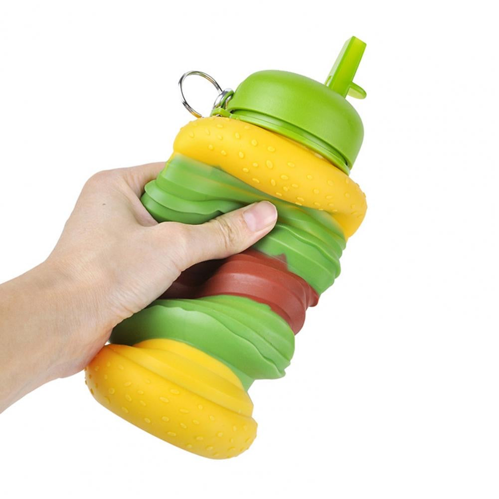 Burger Squishy Bottle/Silicone Fun Collapsible Water Bottle
