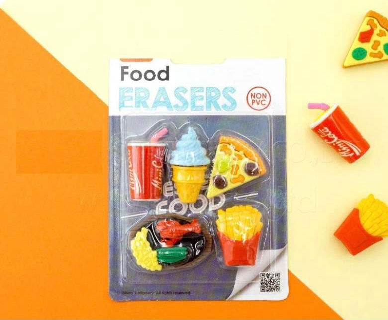 Food Theme Erasers Set