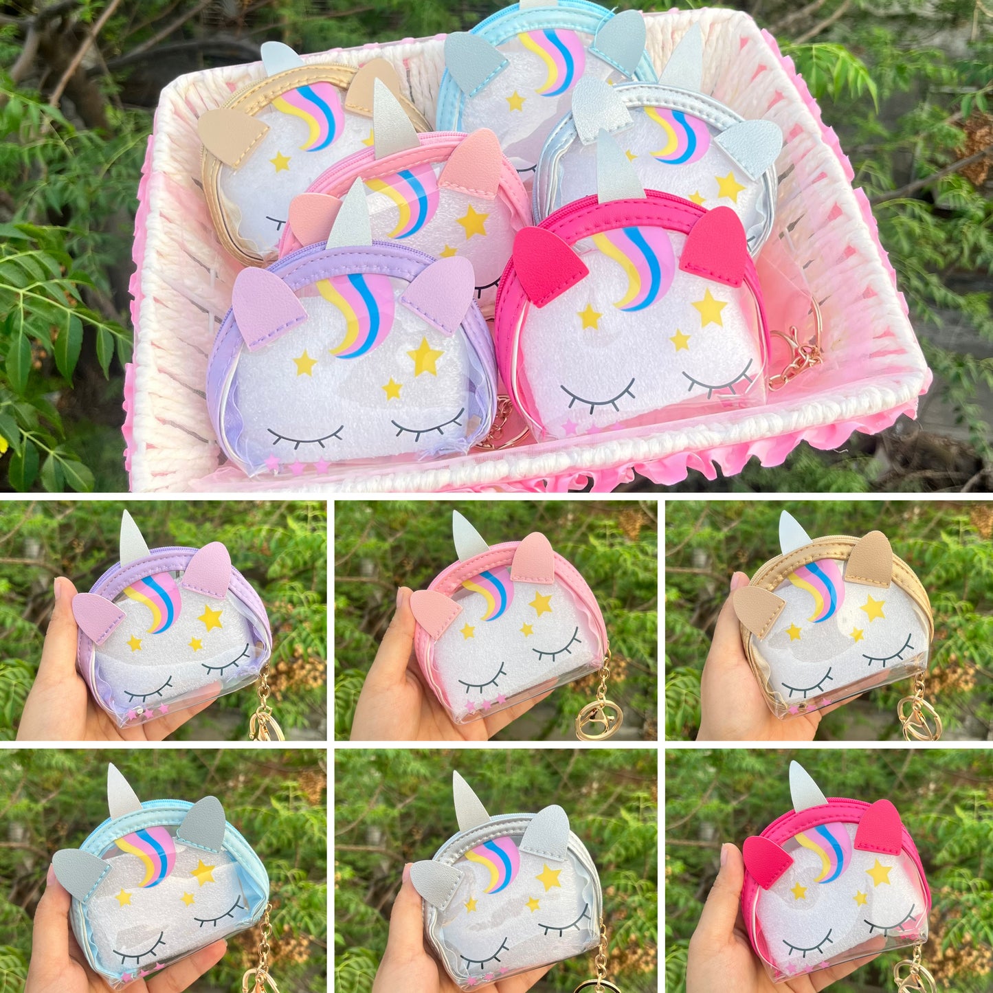 Unicorn Transparent Mini Wallet Keychain