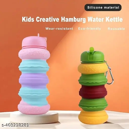 Burger Squishy Bottle/Silicone Fun Collapsible Water Bottle
