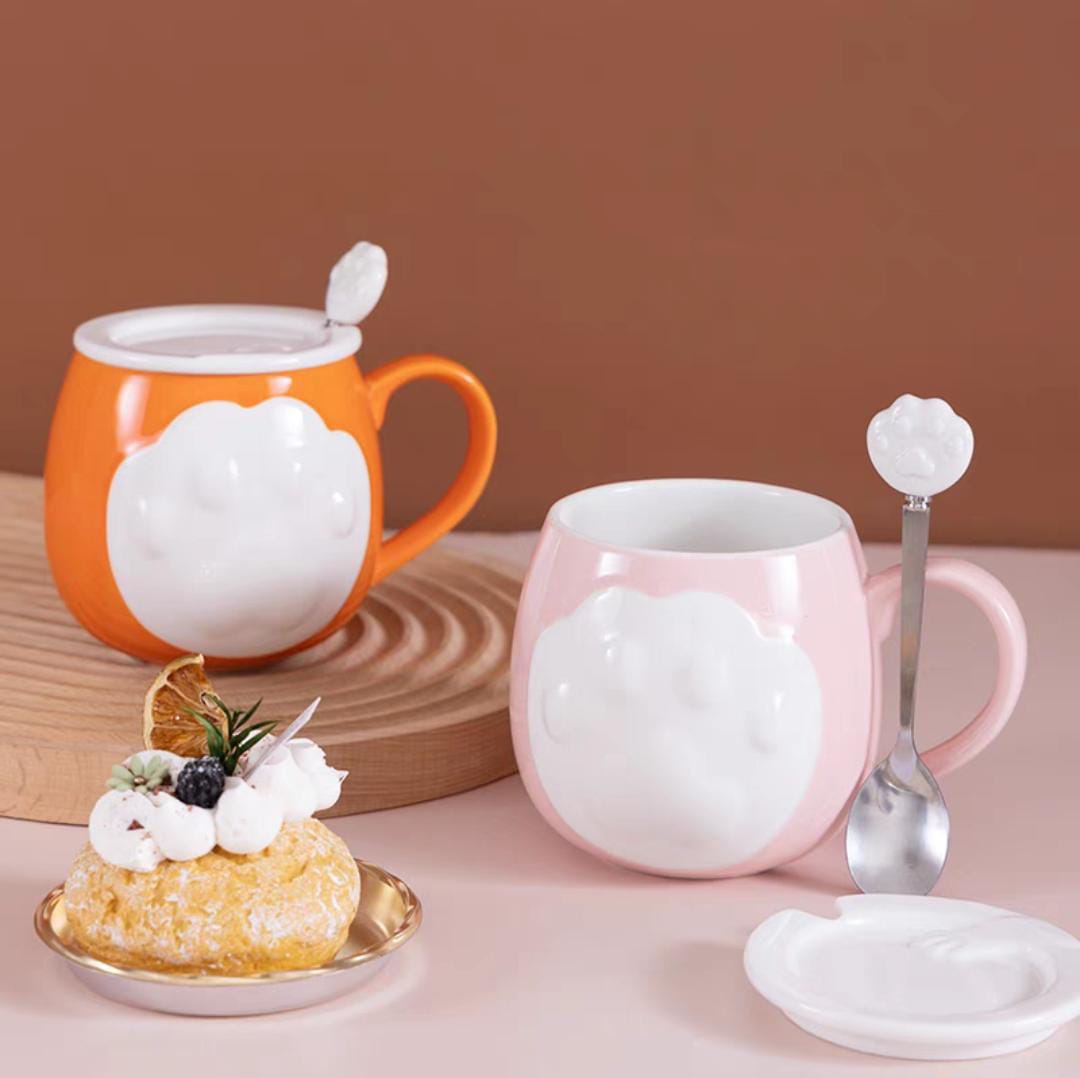 Paw Ceramic Mug with Lid