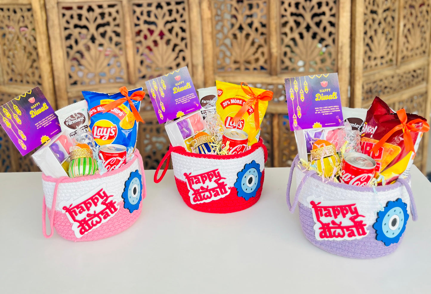 Happy Diwali Evil Eye Jute Basket Hamper