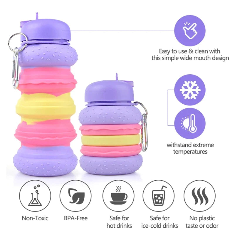 Burger Squishy Bottle/Silicone Fun Collapsible Water Bottle