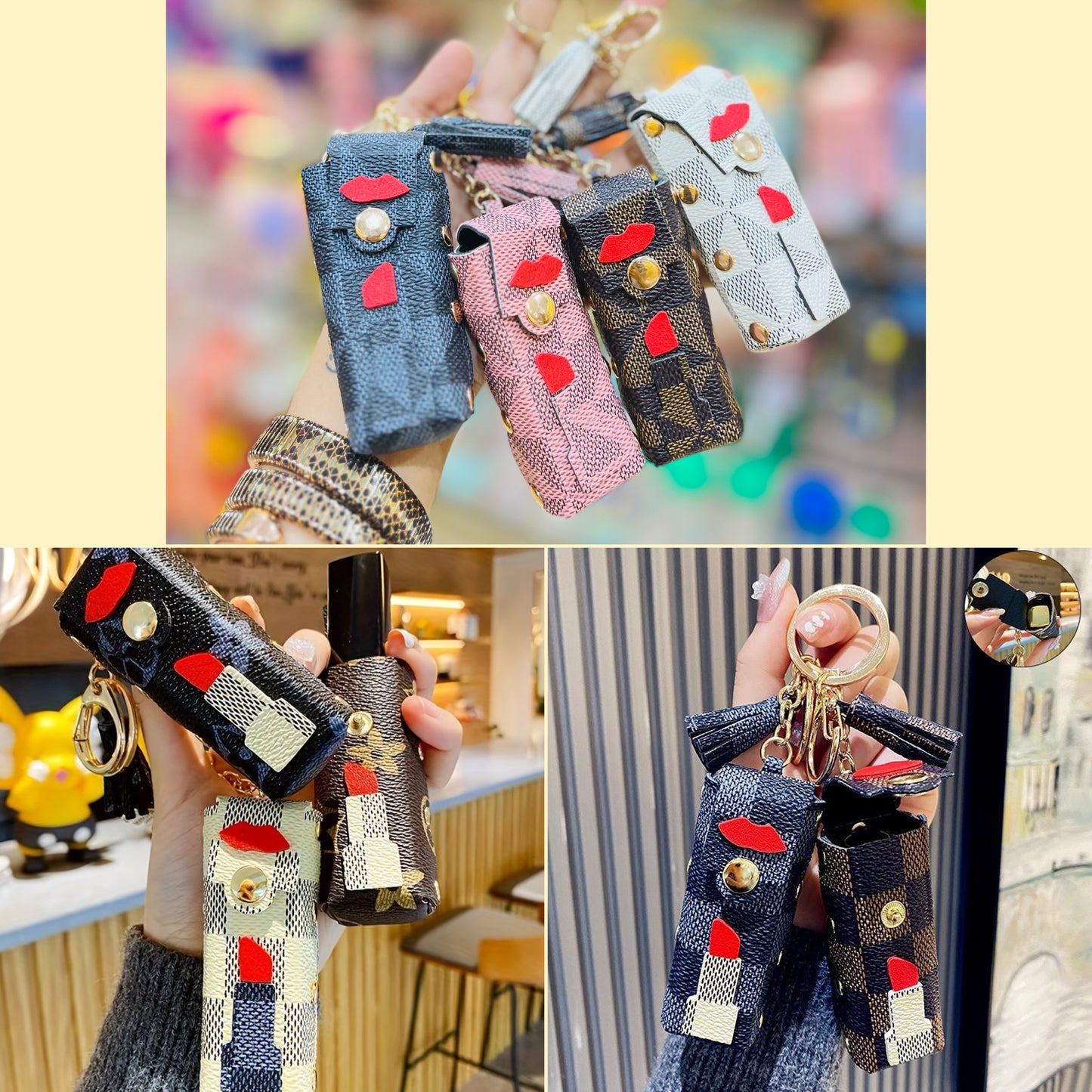 Lipstick Keychain Organiser with Tassel/Multipurpose Pouch