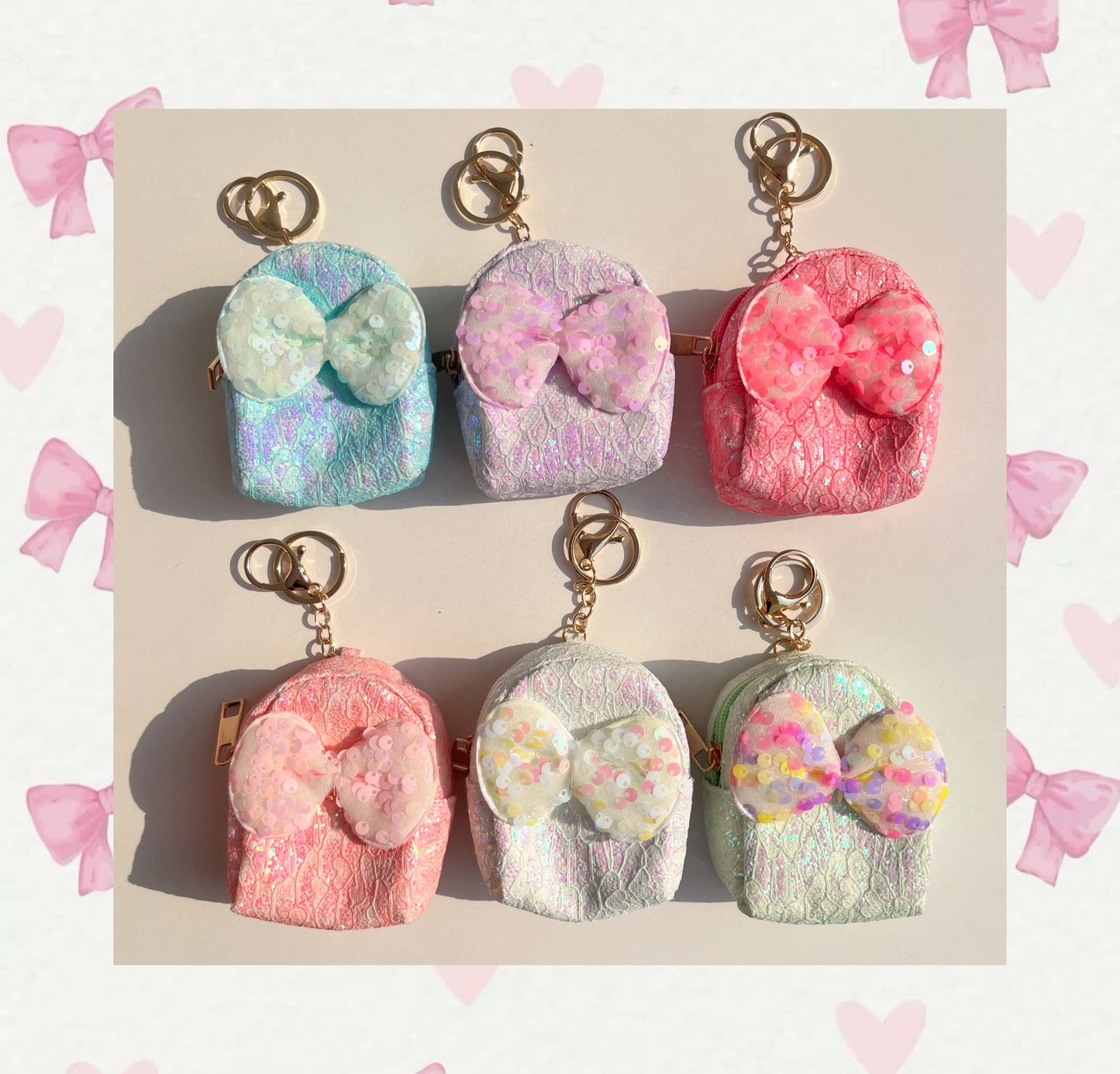 Glittery Bow Mini Bag Keychain