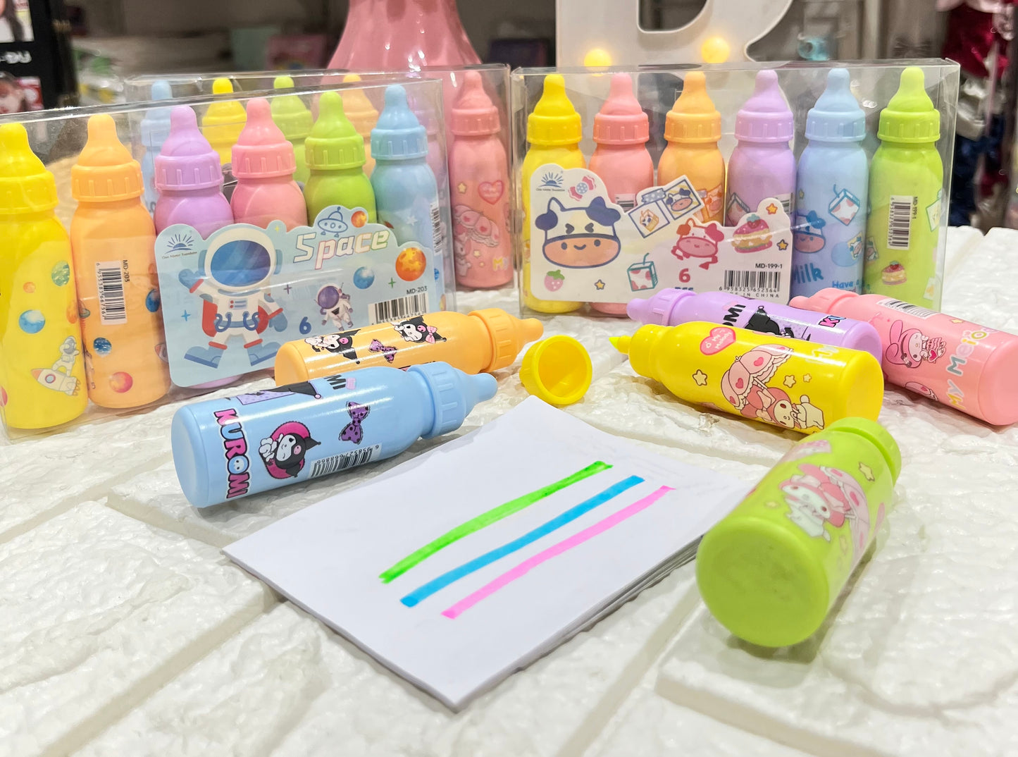 Kawaii Milk Highlighters Set (Pack of 6 Pcs)