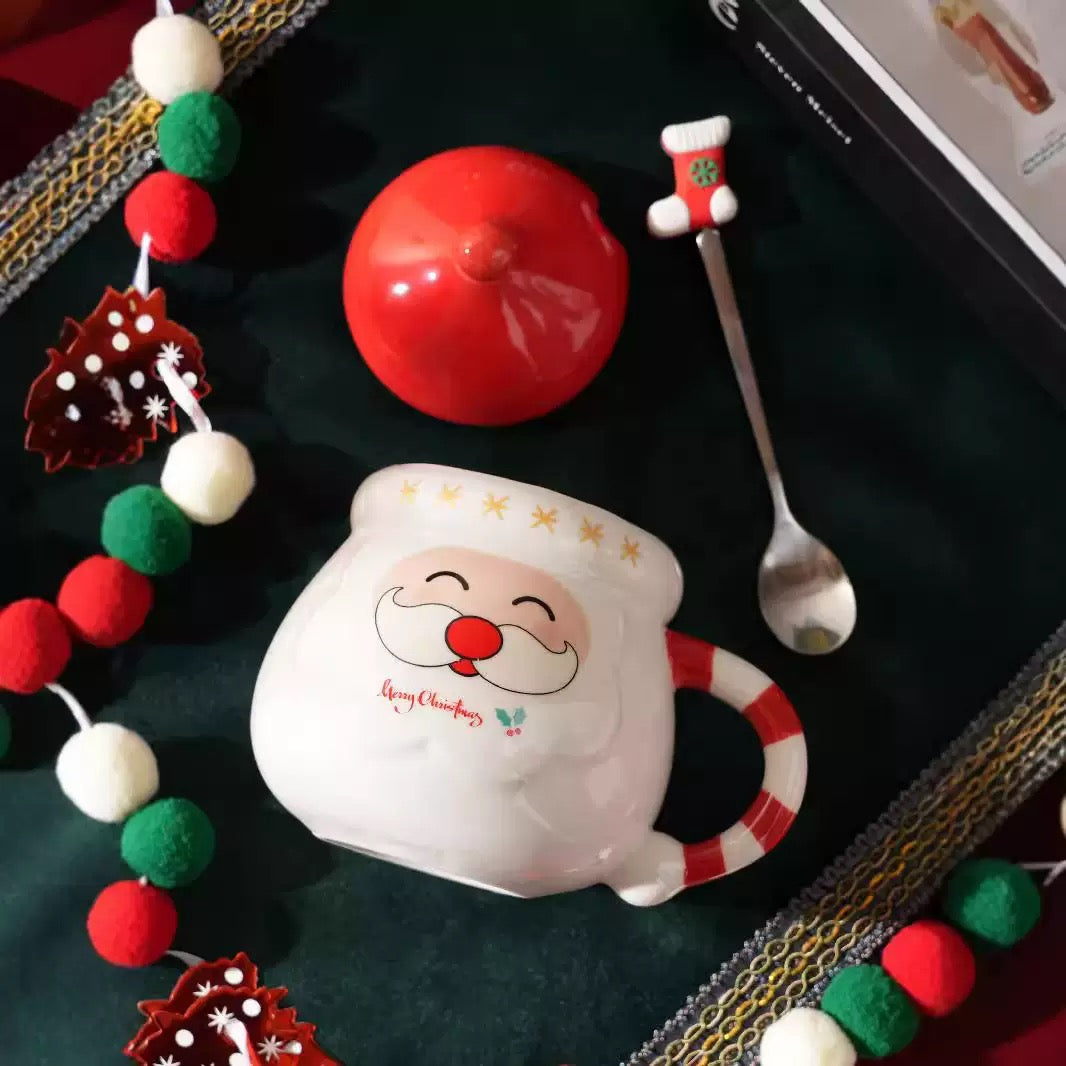 Santa Cozy Ceramic Mug with Spoon