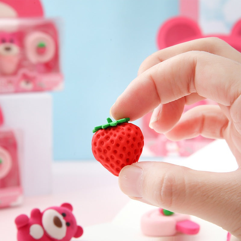 Strawberry Bear Erasers Pack - 4 Pcs