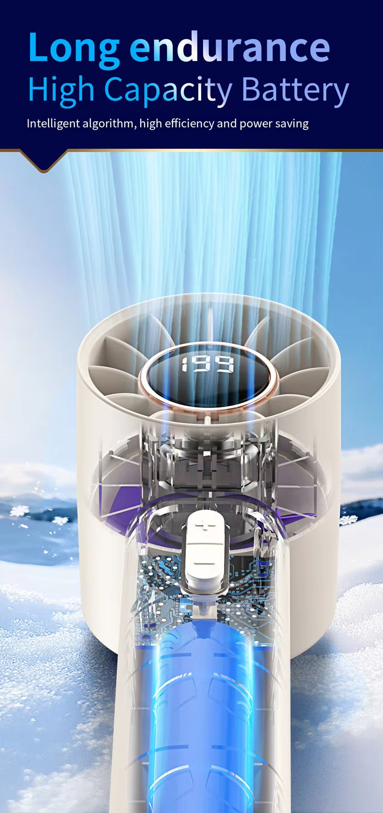 Turbo Powerful Portable USB Rechargeable Hand Fan | Super Speed + LED Display