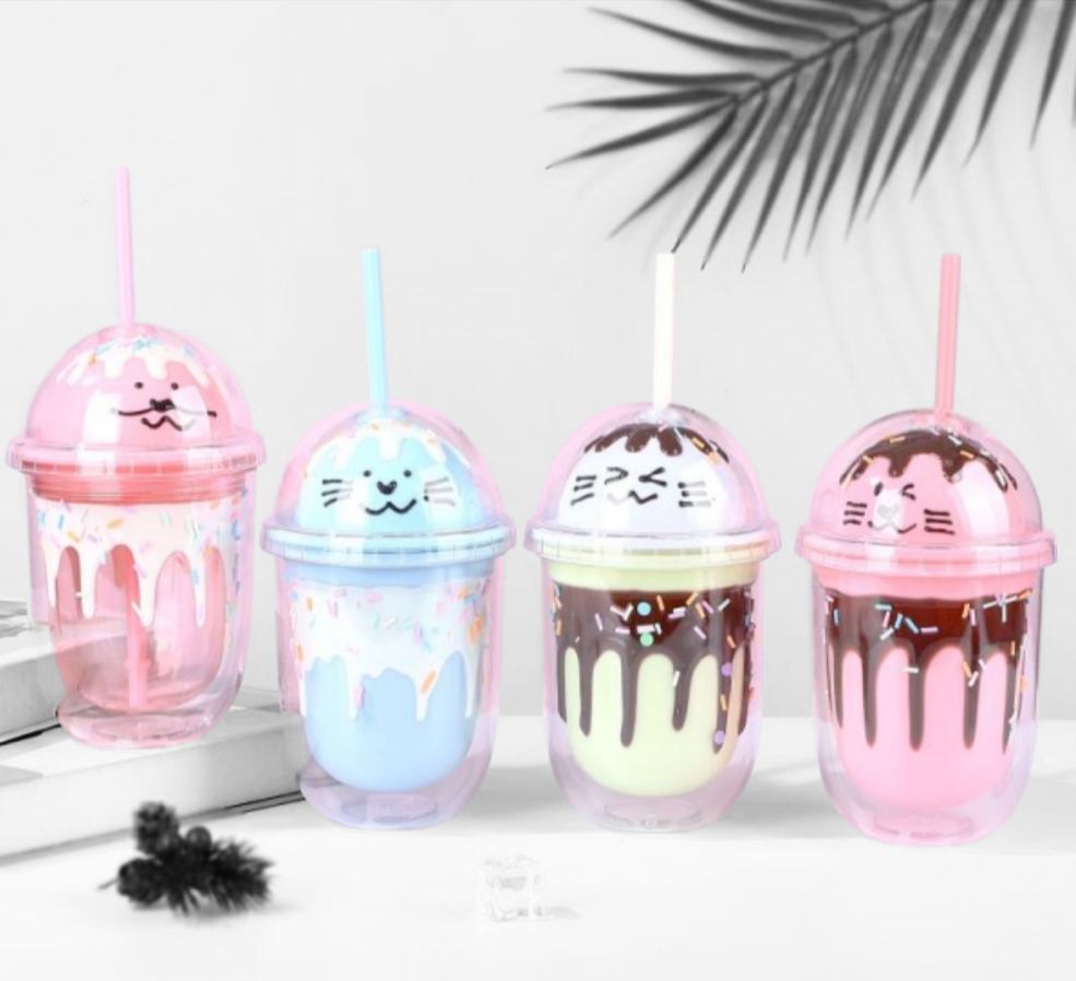 Cute Ice Cream Sipper with Dripping Chocolate
