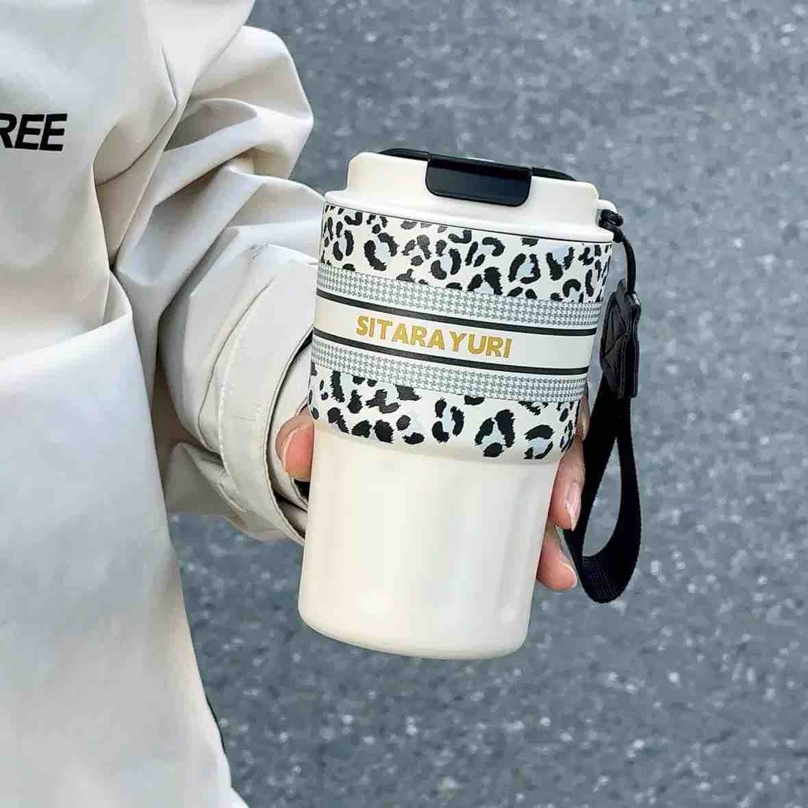 SITARAYURI Leopard Print Travel Mug / Insulated Steel Tumbler