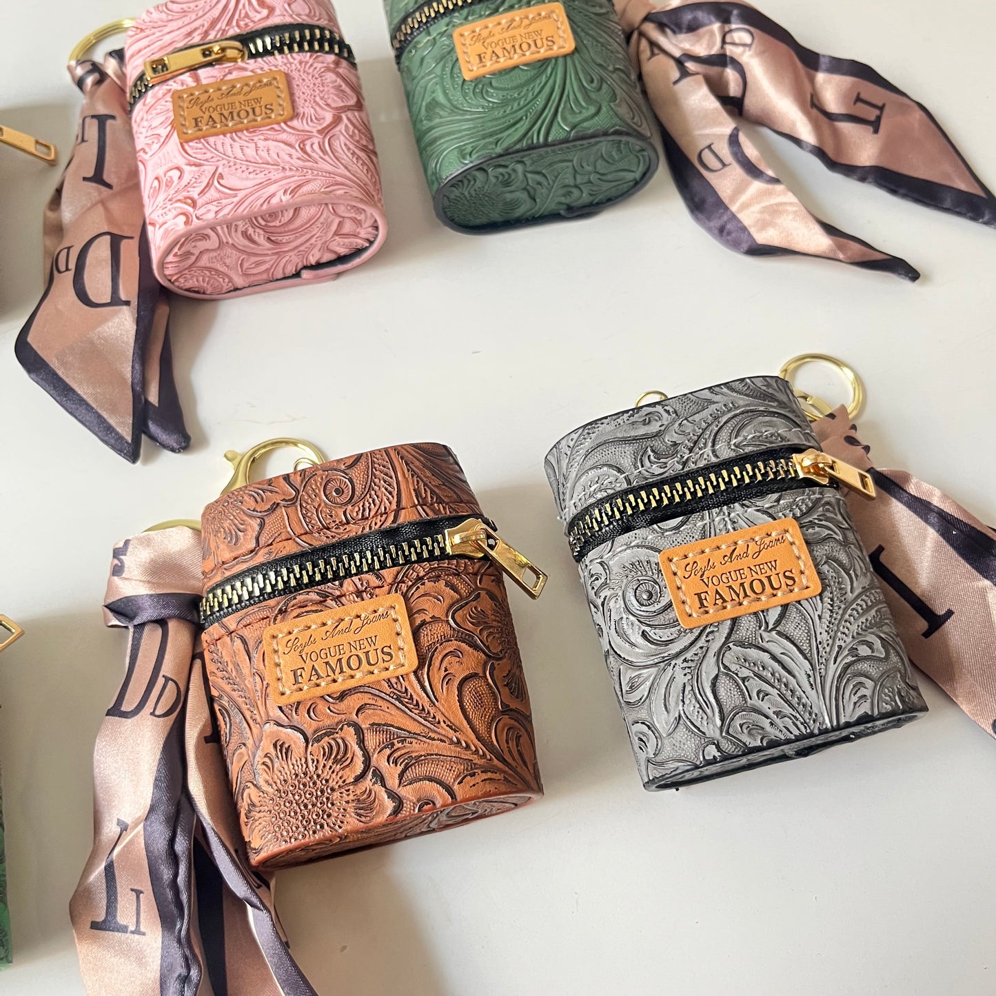 Pattern Multipurpose Organizer Bag Keychain With Scarf