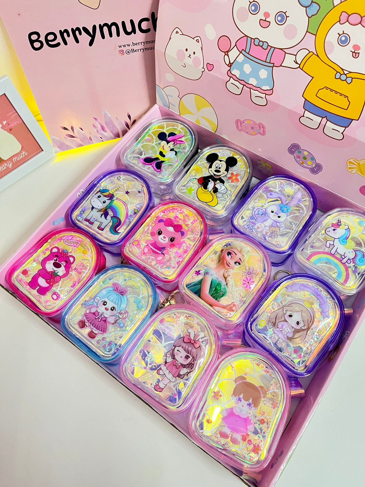 Holographic Floating Glitter Pouch Keychain