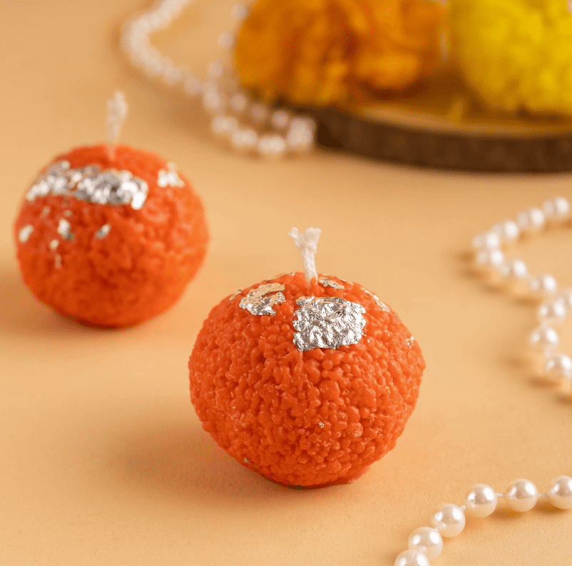 Laddoo Candle Box | Motichoor Laddoo Candle (4pc Box)