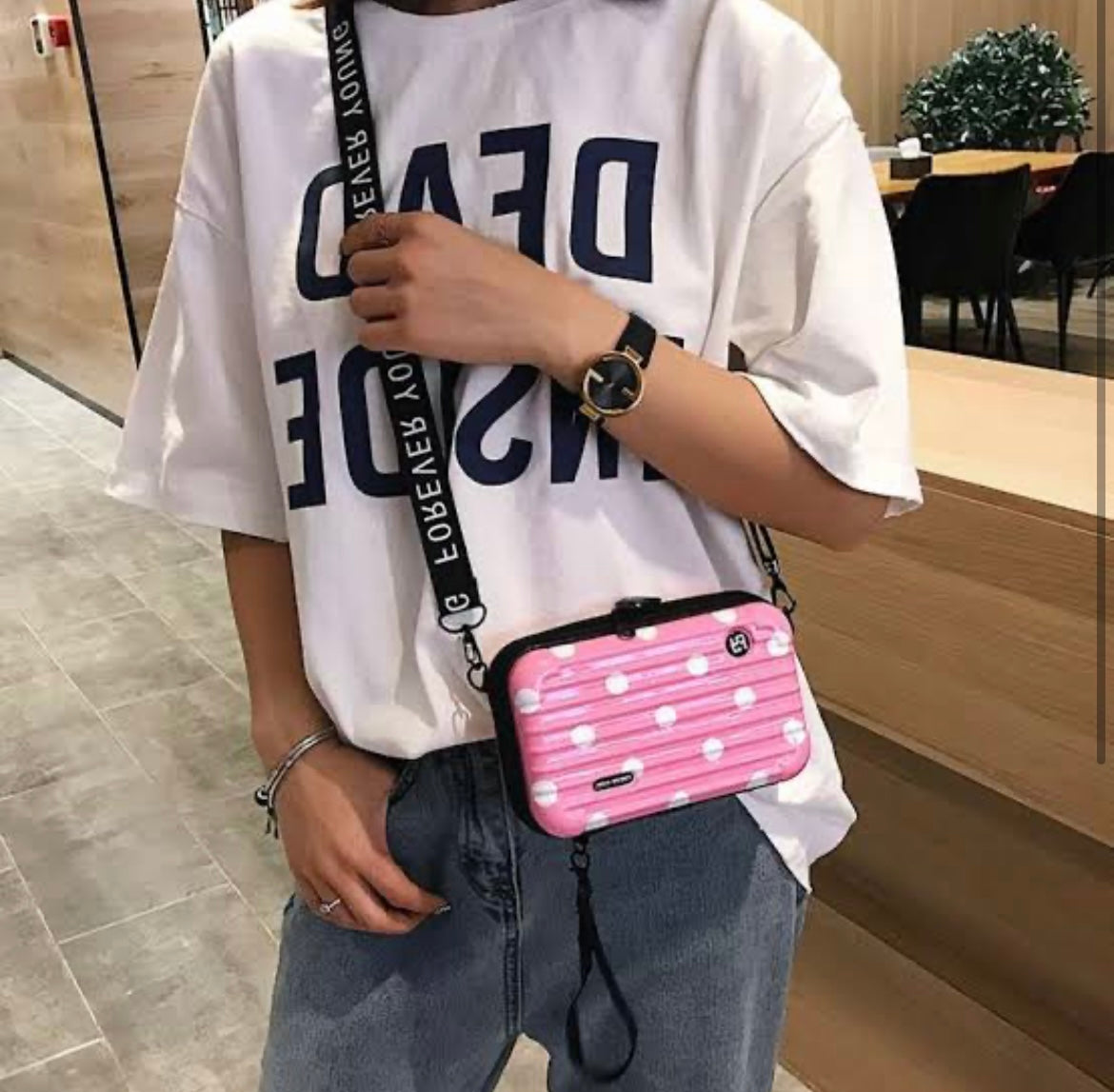 Polka Dots Suitcase Sling Bag