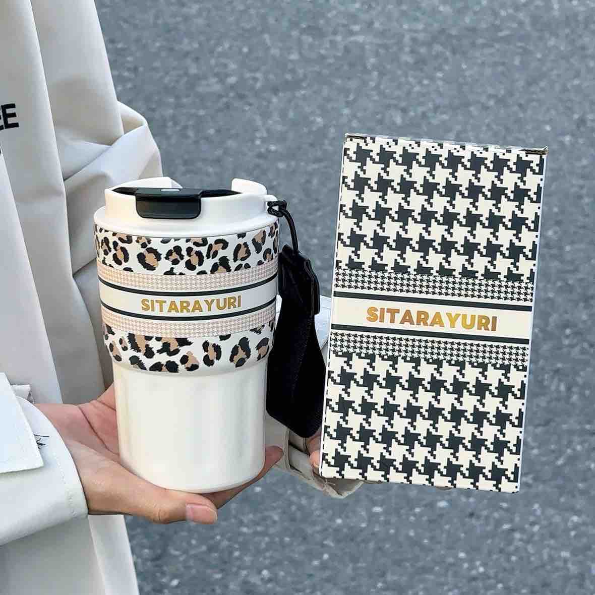SITARAYURI Leopard Print Travel Mug / Insulated Steel Tumbler