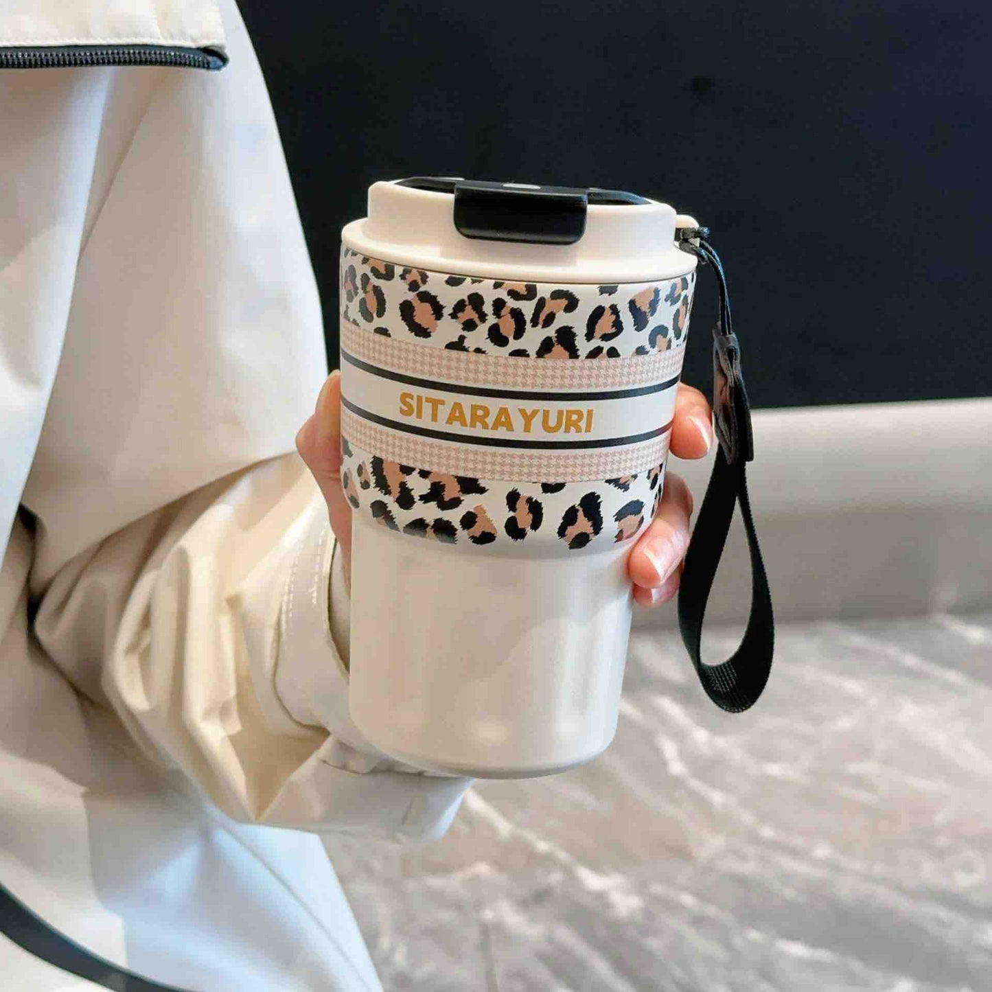 SITARAYURI Leopard Print Travel Mug / Insulated Steel Tumbler