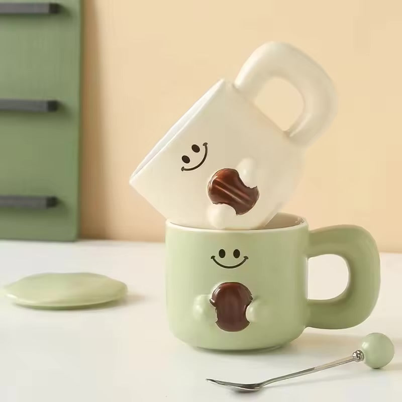Cute Coffee Bean Ceramic Mug
