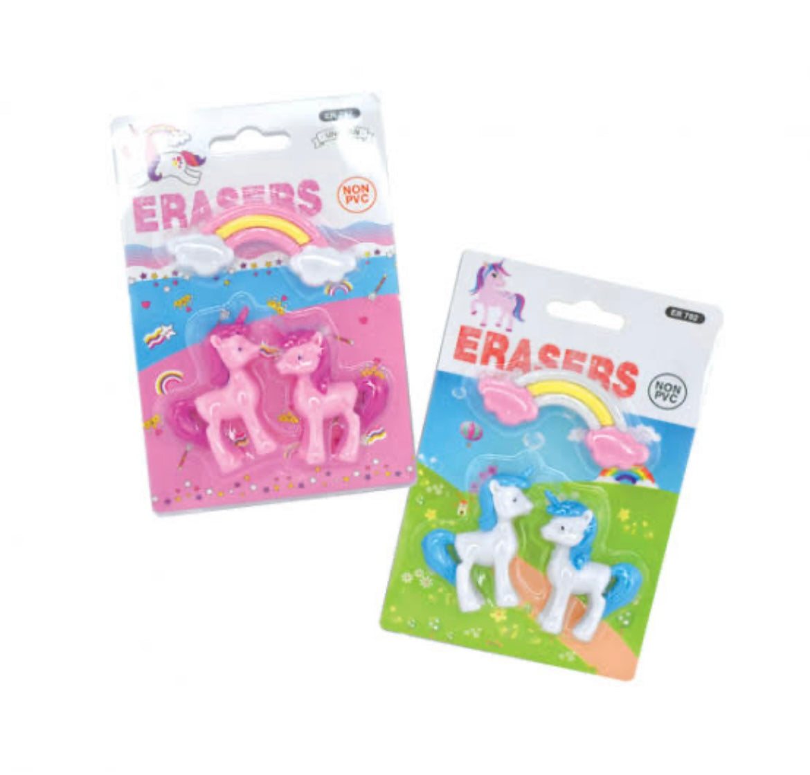 Unicorn Rainbow Theme Erasers Set