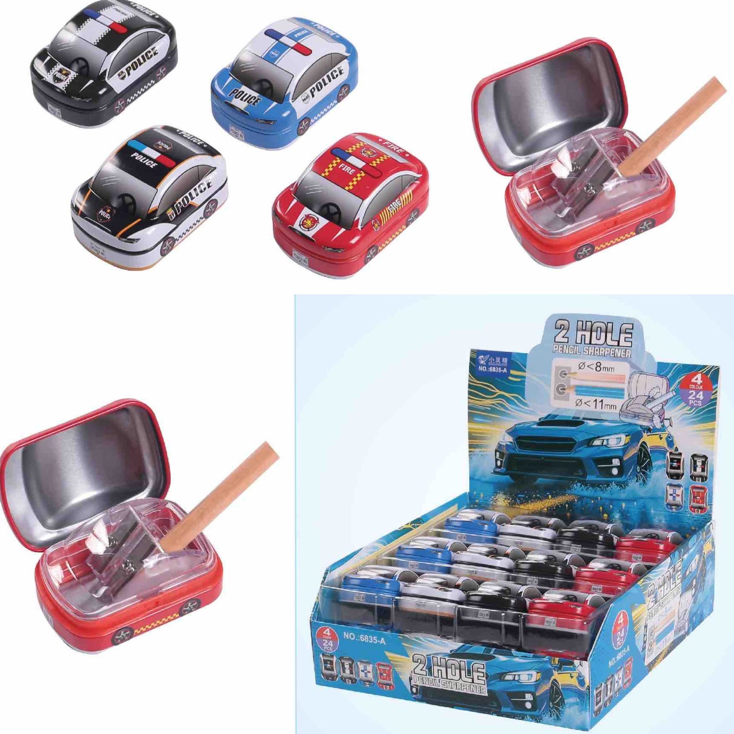 Car Metal Tin Dual Hole Sharpener