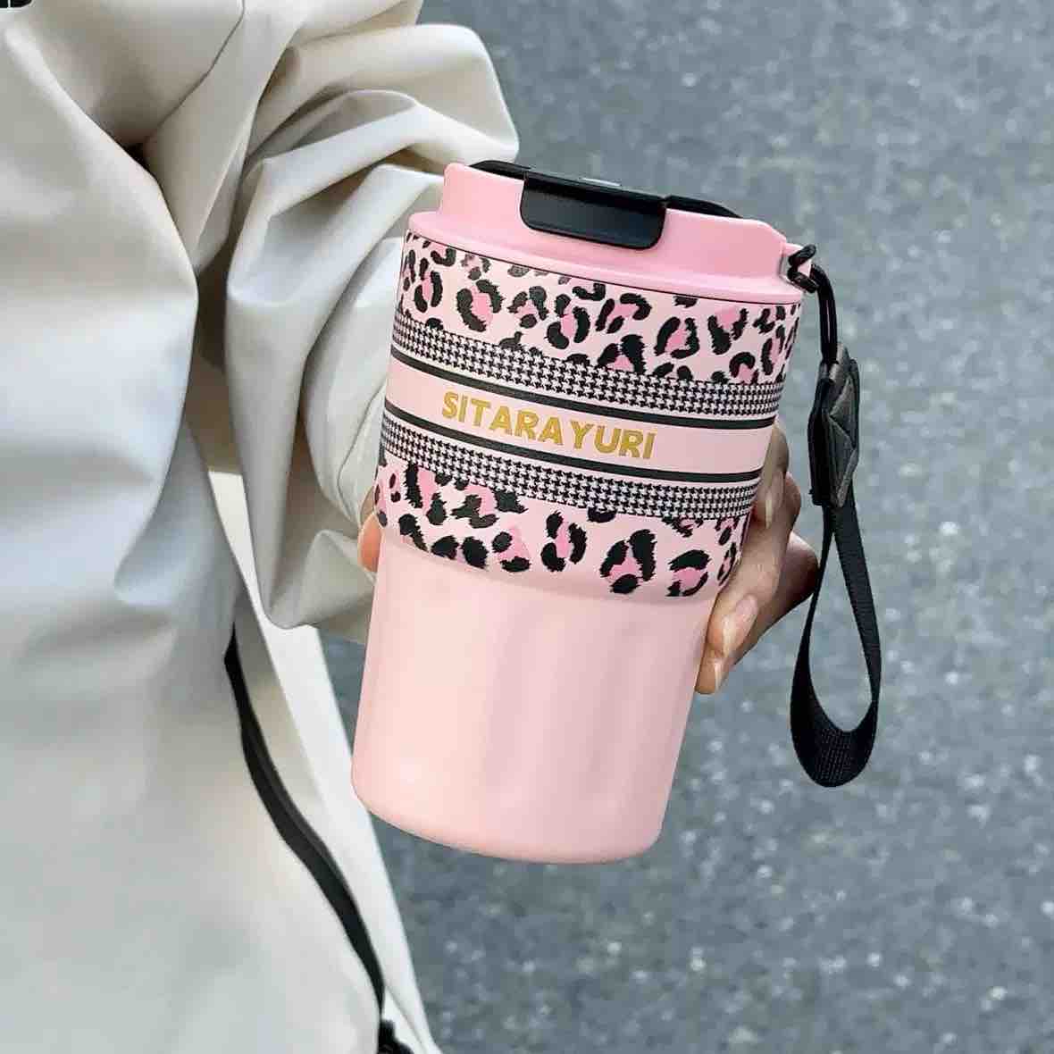 SITARAYURI Leopard Print Travel Mug / Insulated Steel Tumbler