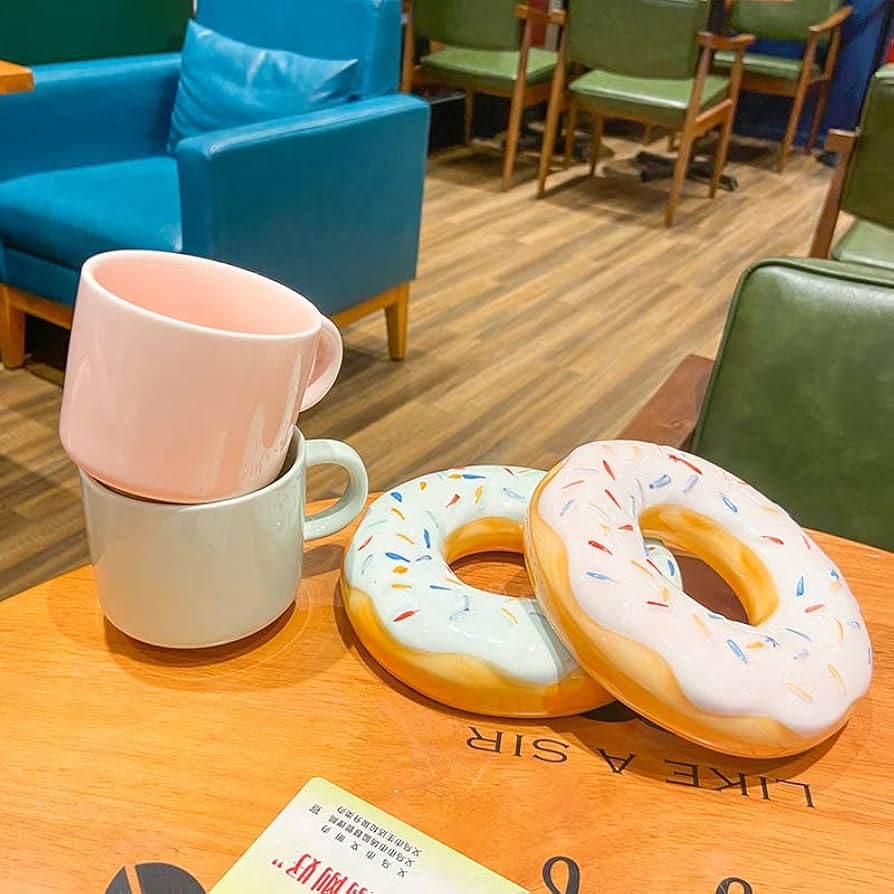 Pinteresty Ceramic Mug with Donut Saucer | Unique Find