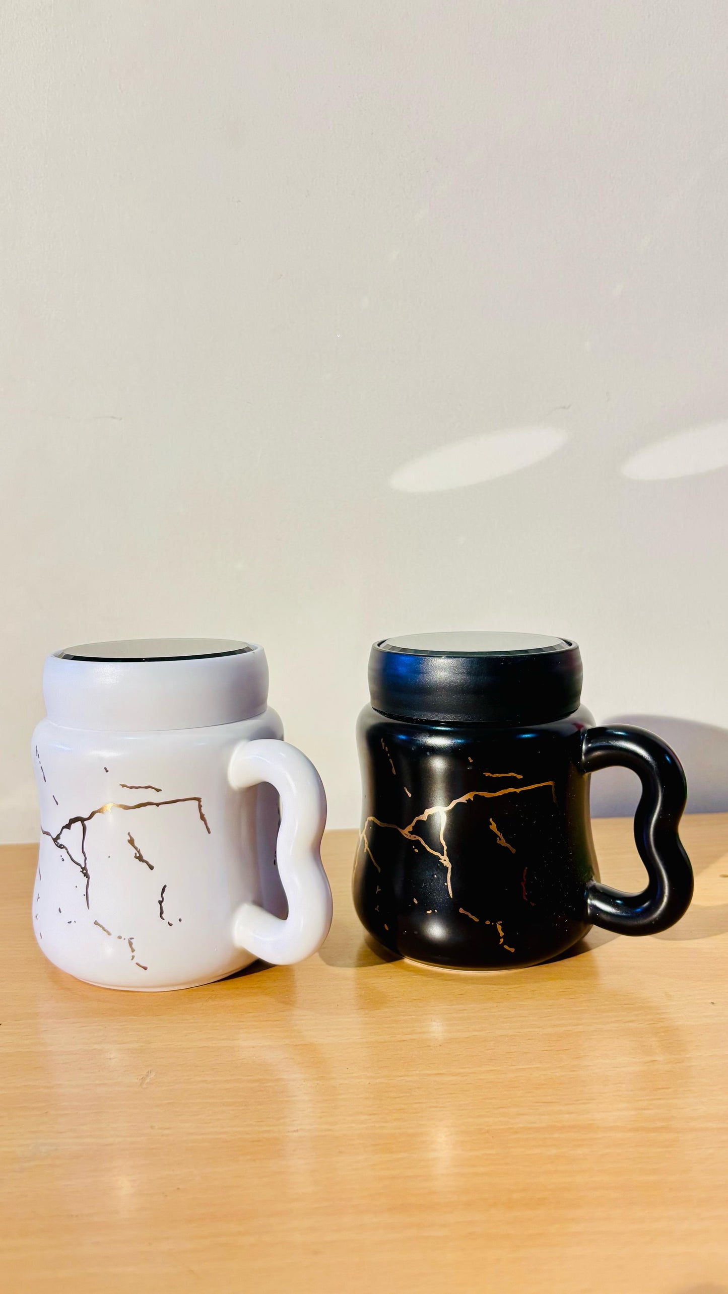 Marble Ceramic Mug with Mirror Lid