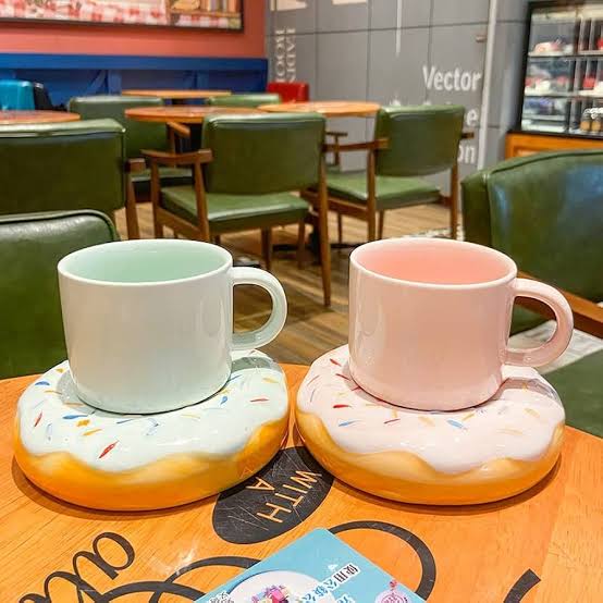 Pinteresty Ceramic Mug with Donut Saucer | Unique Find