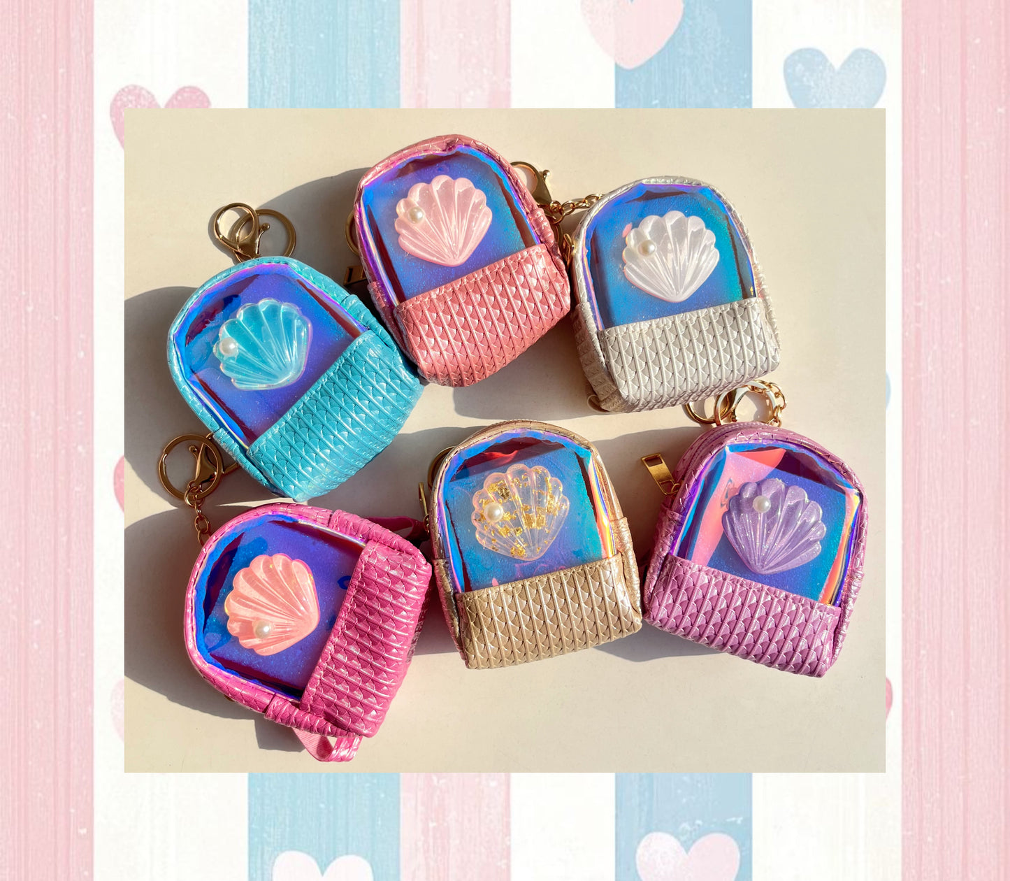 Holographic Shell Mini Bag Keychain