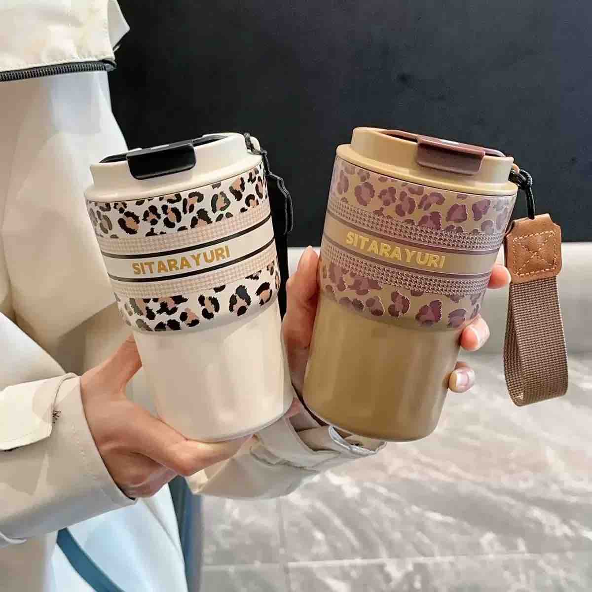 SITARAYURI Leopard Print Travel Mug / Insulated Steel Tumbler