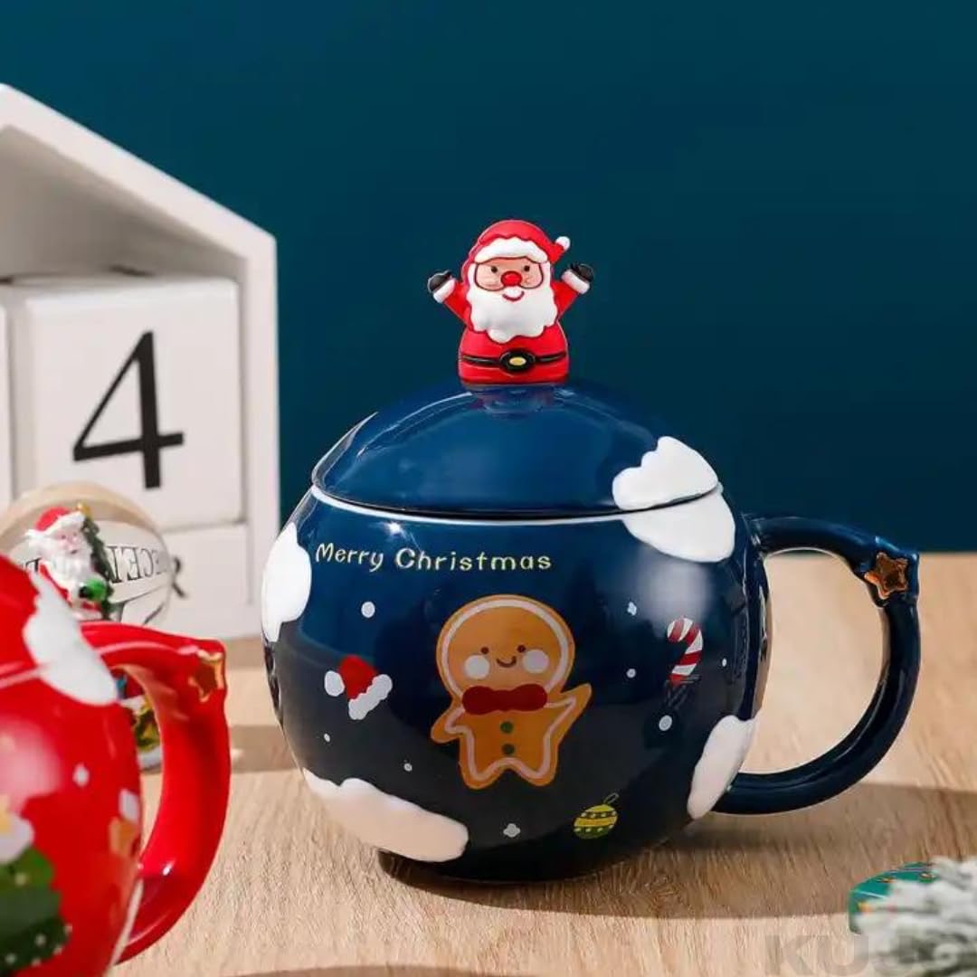 Cute Round Christmas Santa Ceramic Mug
