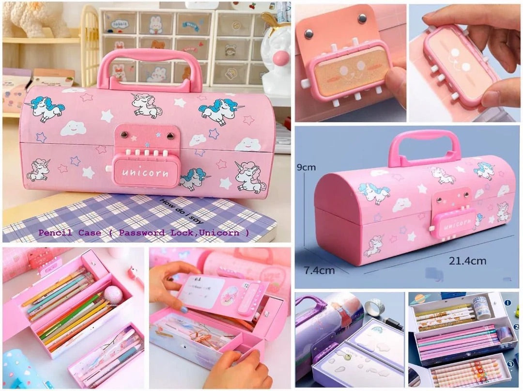 Kawai Pencil Box With Password/Whiteboard & Marker