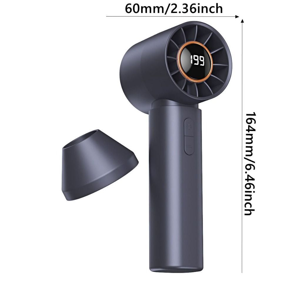 Turbo Powerful Portable USB Rechargeable Hand Fan | Super Speed + LED Display