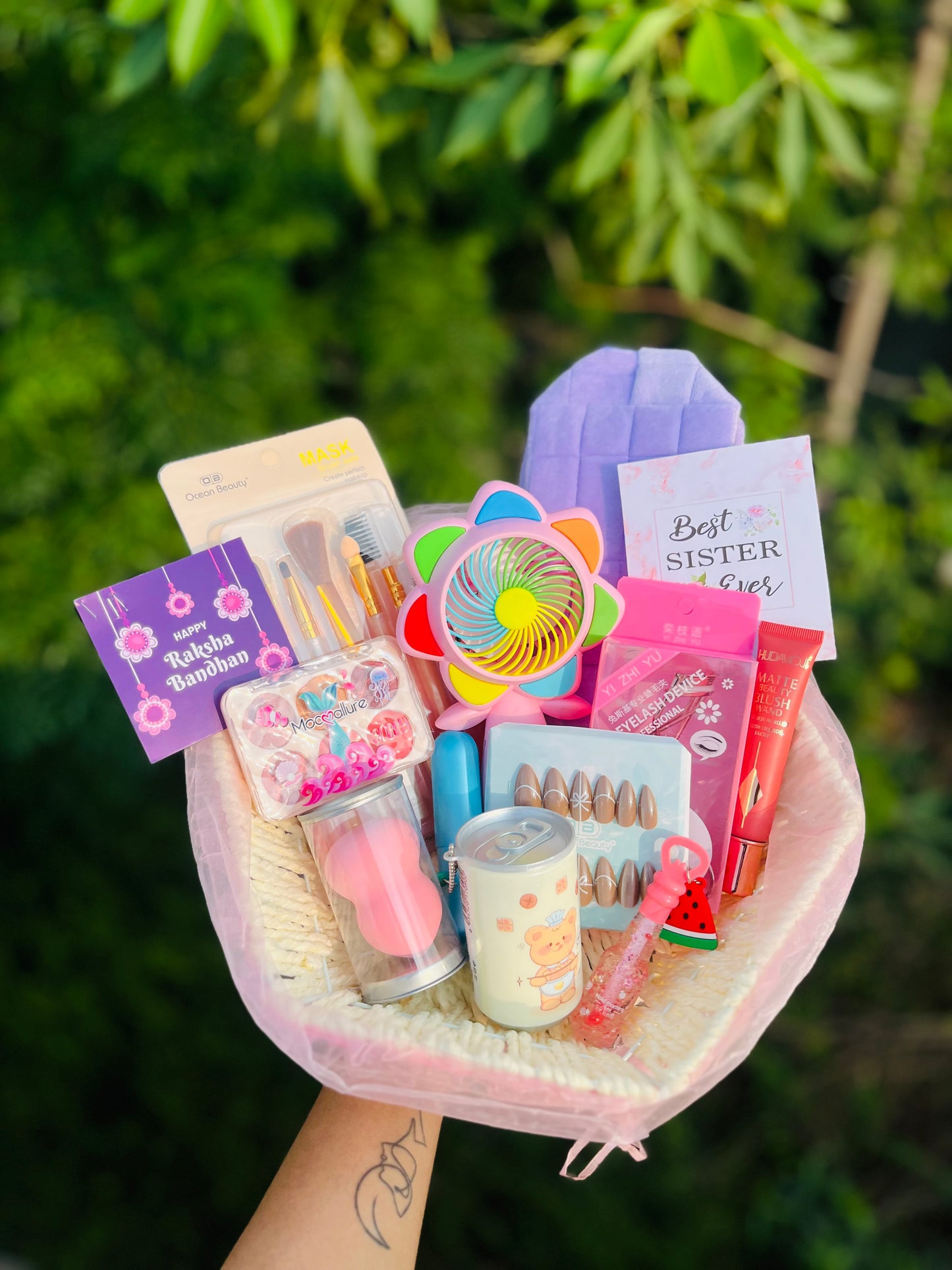 Rakhi Special Pretty Basket Hamper | Makeup Gift Hamper