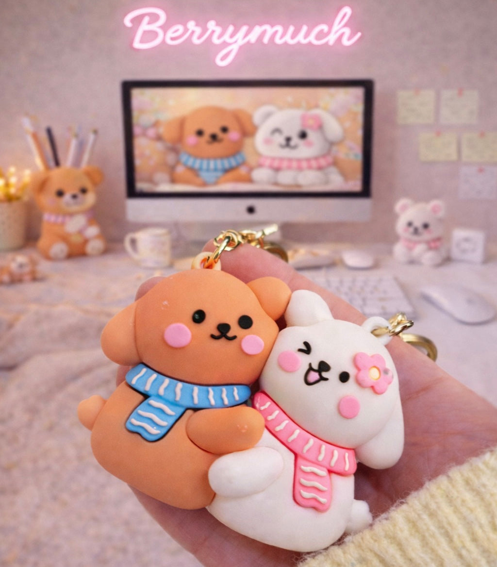 Cozy Couple Magnetic Keychains Set
