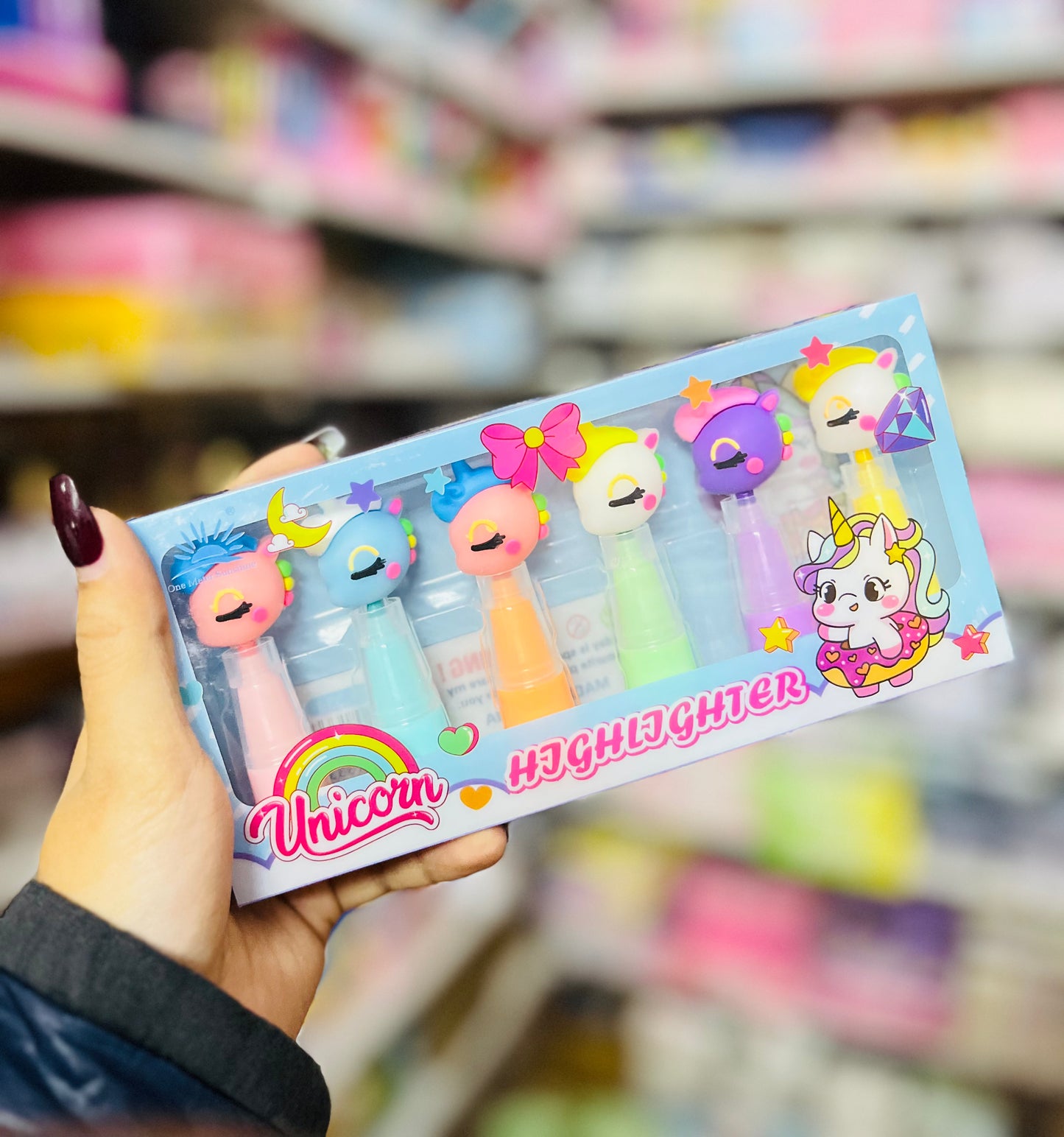 Rainbow Unicorn Highlighters Set-6pcs