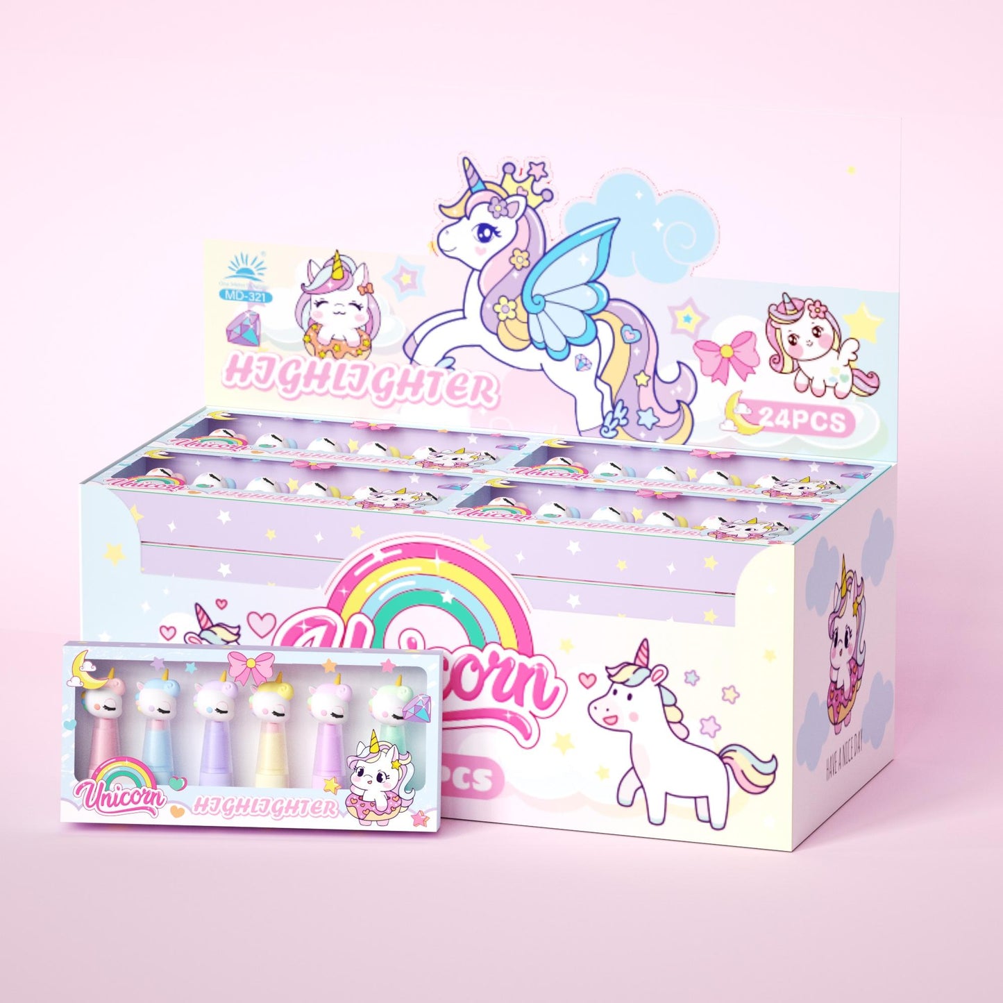 Rainbow Unicorn Highlighters Set-6pcs