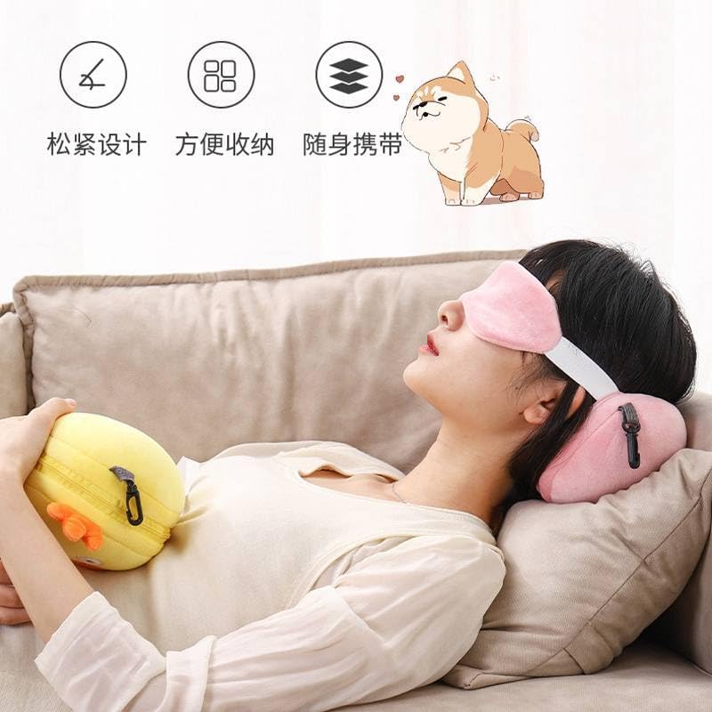Kawaii Travel Neck Pillow with Eye Mask Combo